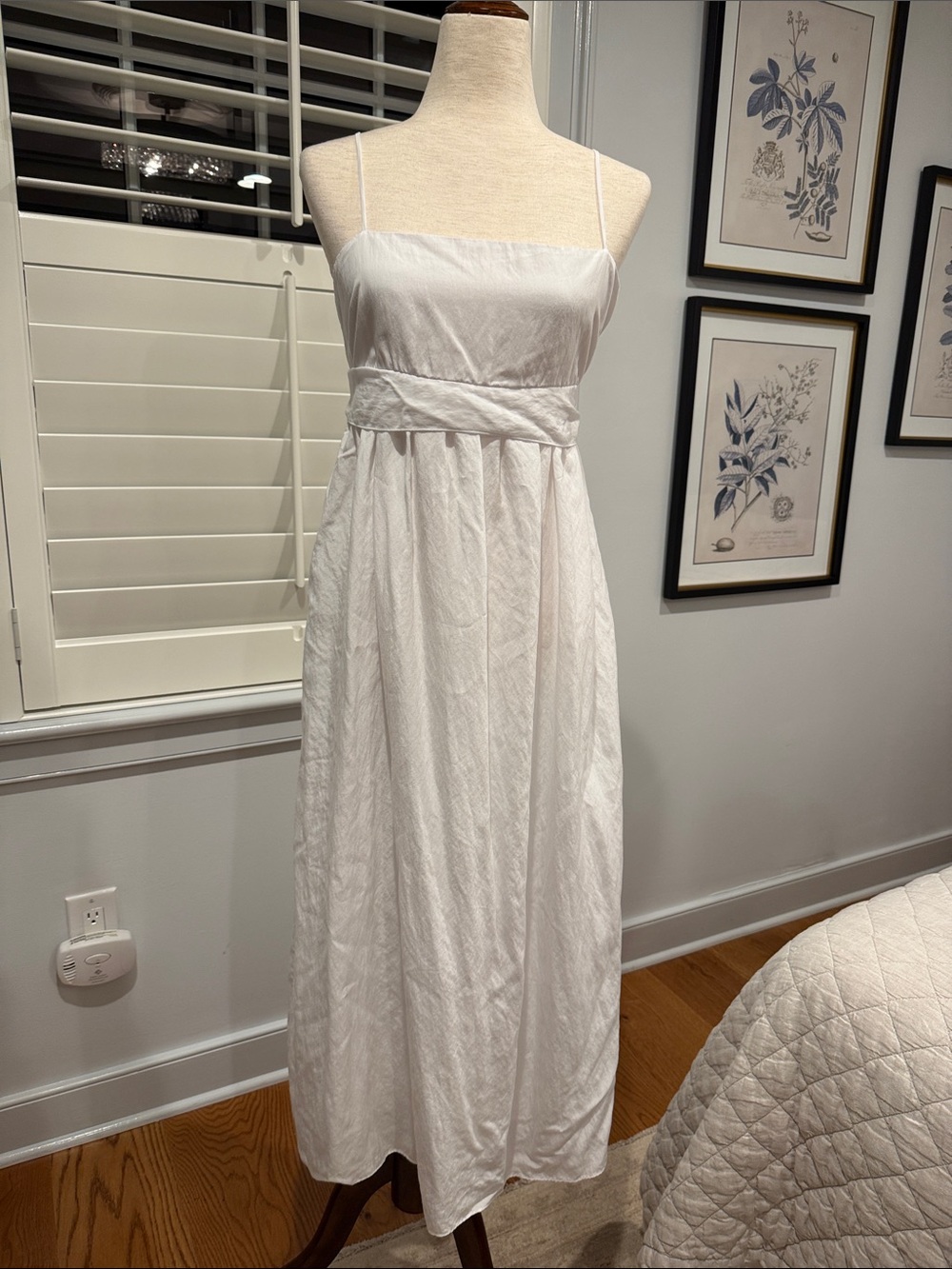 Vince White Spaghetti-Strap Maxi Dress with Waist Tie